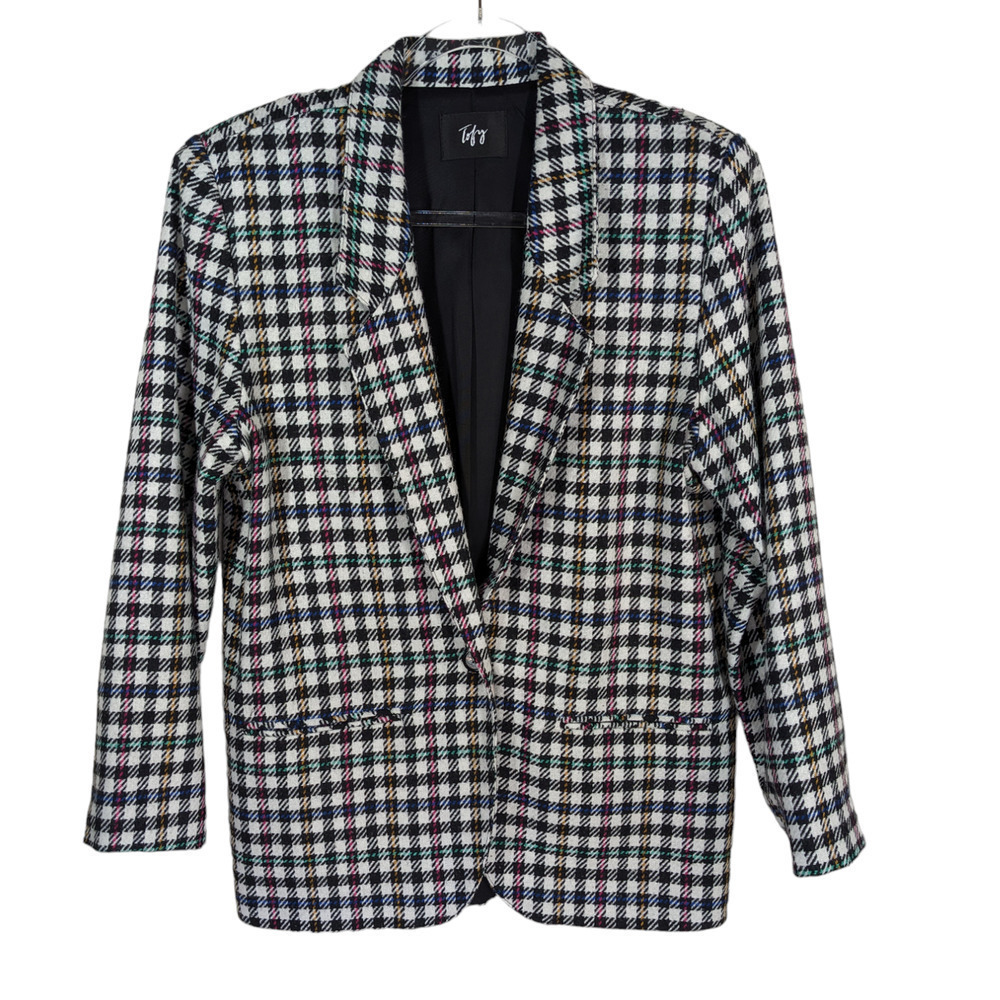 Vintage Tofy Blazer 6 Womens White Black Check Multicolor Made in USA